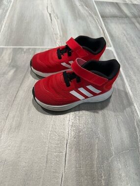 adidas Red Kids Sneakers with White Stripes
